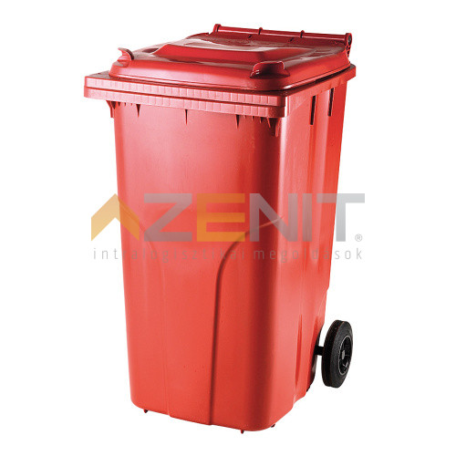 240 literes műanyag hulladékgyűjtő standard fedéllel piros színben