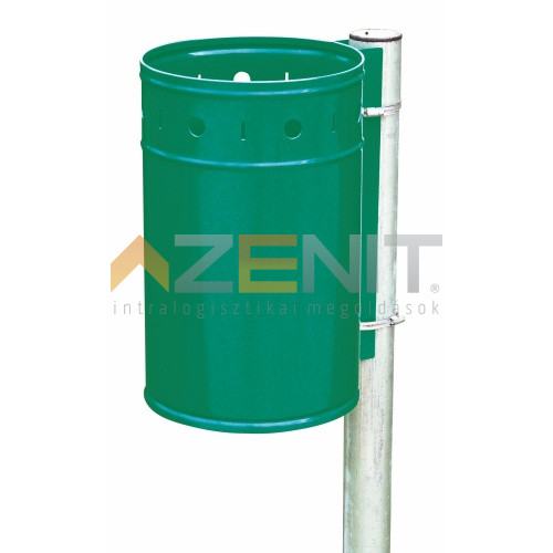 Hulladékgyűjtő oszlophoz rögzíthető kültéri 4272-2 típus 20 literes zöld