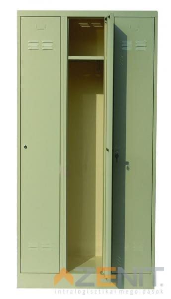 Hosszúajtós kivitelű fém öltözőszekrény 3 ajtóval krém színben